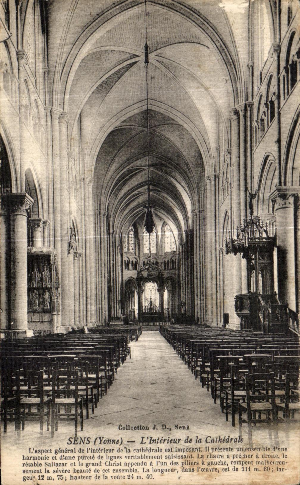 CPA Sens L Interieur de la Cathedrale