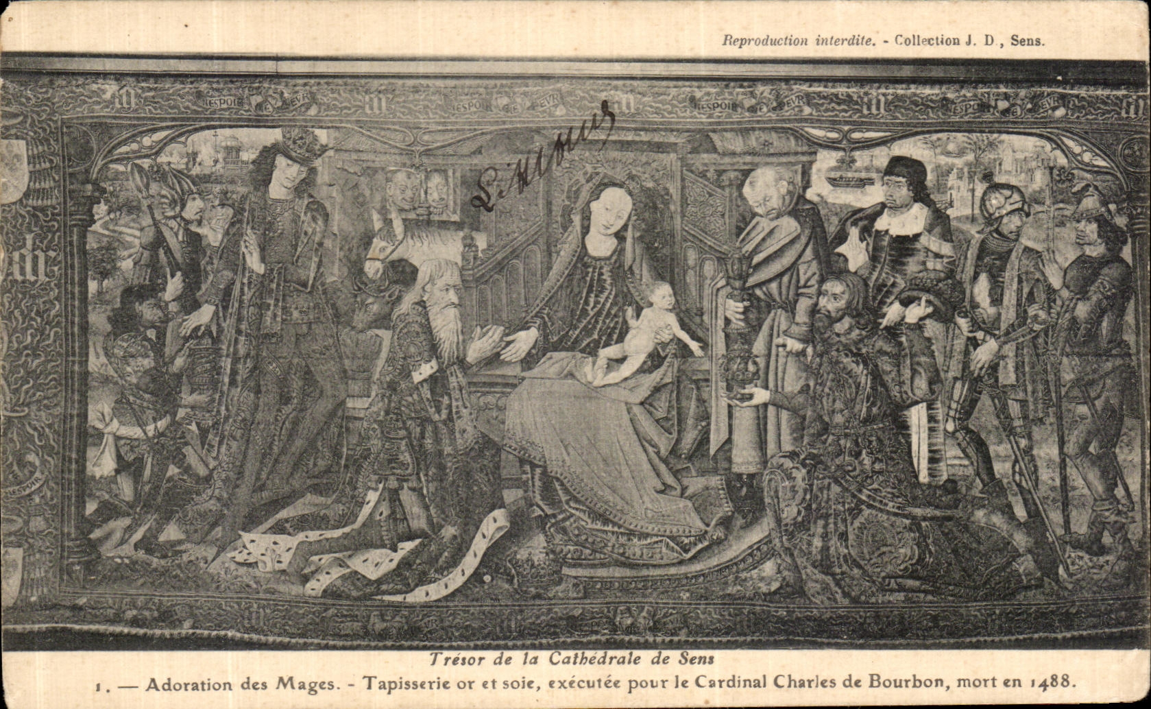 CPA Tresor de la Cathedrale de Sens Adoration des Mages Tapisserie executee par les Cardinal Charles de Bourbon