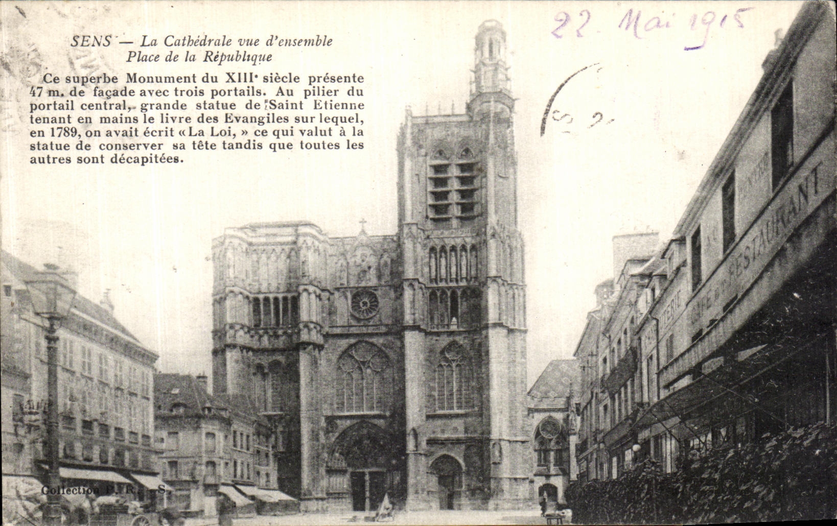 CPA Sens La Catberale Vue d ensemble Place de la Republique