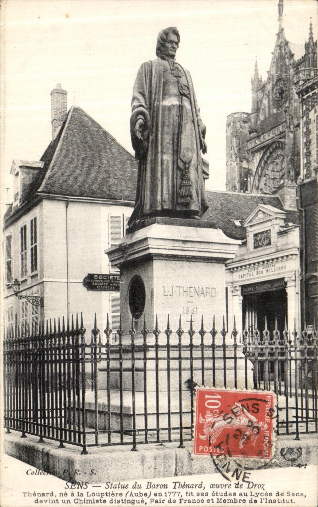 CPA Sens Statue du Baron Thenard oeuvre de Droz