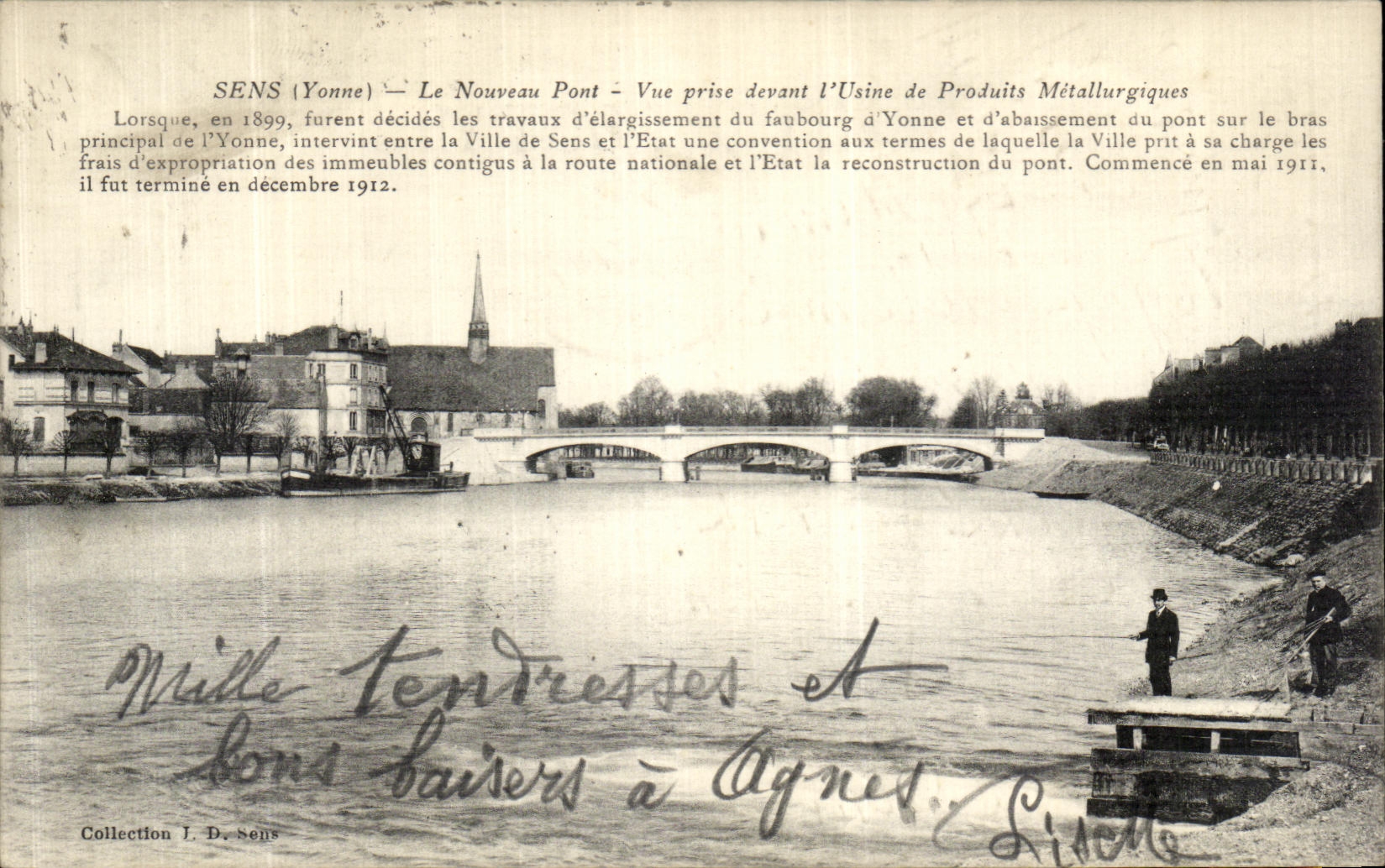 CPA Sens Le Nouverau Pont Vue Prise devant l usine de produits metallurgiques Pecheur