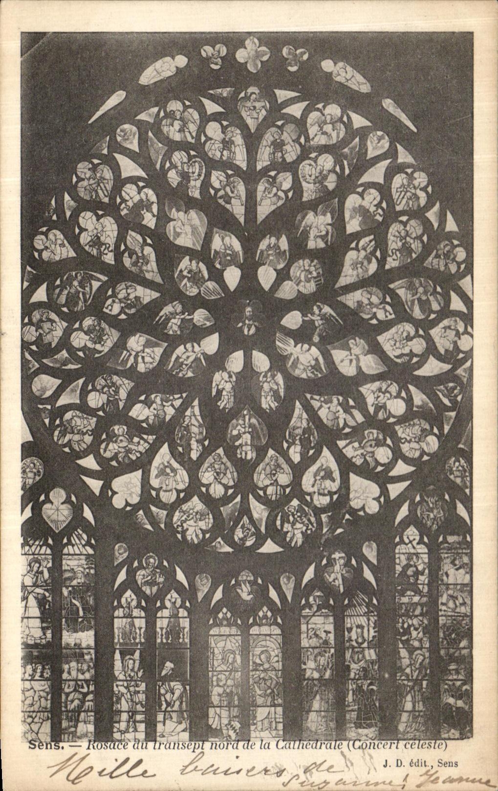 CPA Sens Rosace du transept nord Concert celeste