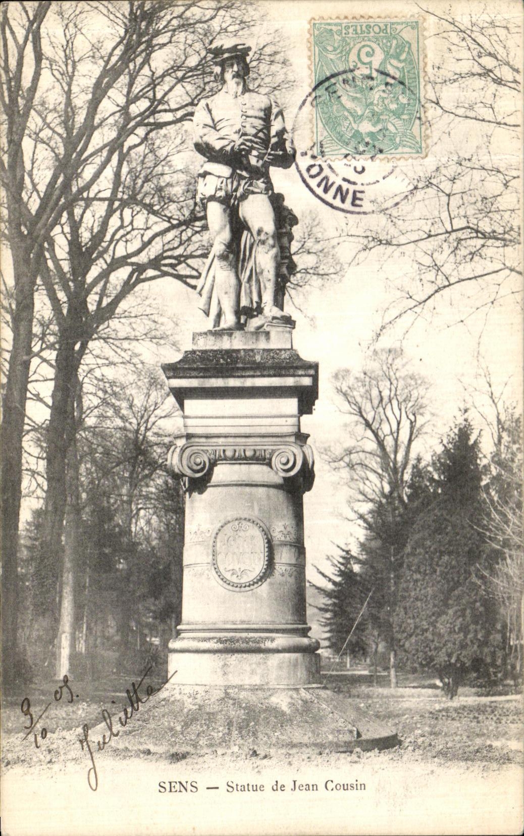CPA Sens Statue de Jean Cousin