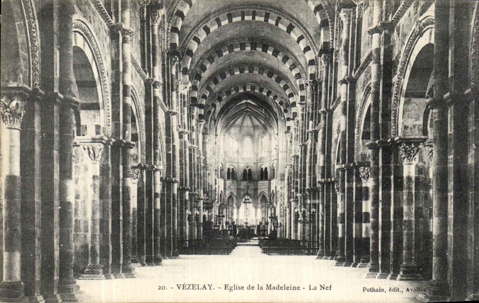 VINTAGE POSTCARD Vezealy Basilica of the Madeleine the Nave
