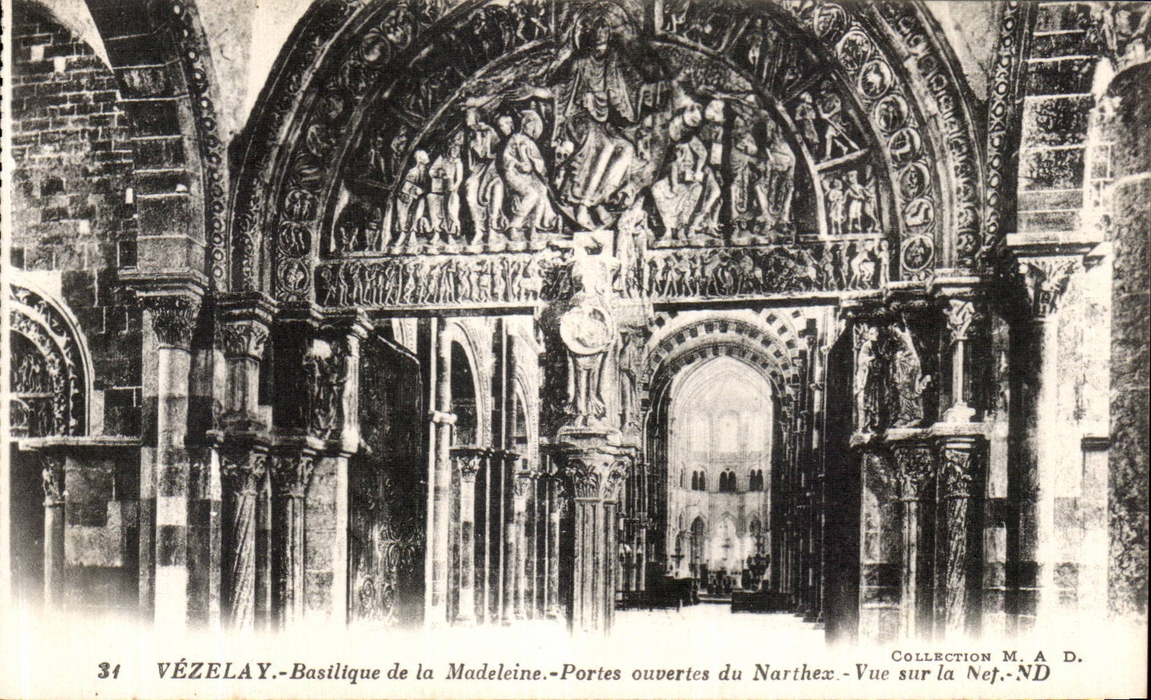 VINTAGE POSTCARD Vezealy Basilica of the Madeleine Circumference of the Chorus