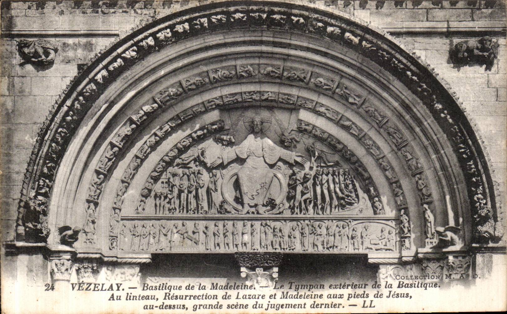 Vezelay CPA Basilique de la Madeleine Le tympan exterieur de la basilique