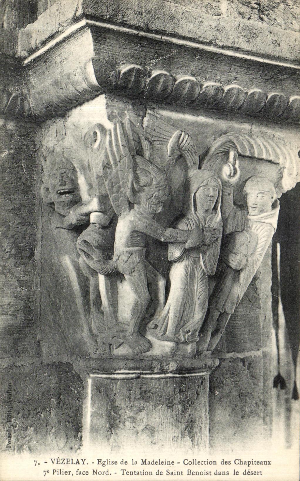 CPA Vezelay Eglise de la Madeleine Collection des chapiteaux Tentation de Saint Benoist dans le desert