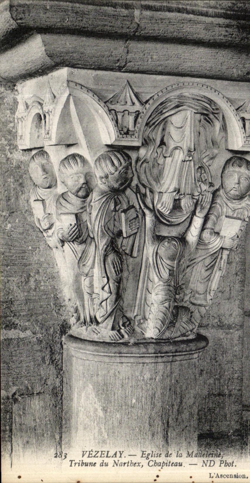VINTAGE POSTCARD Vezelay Church of Malteieine Platform of Narthex Capital