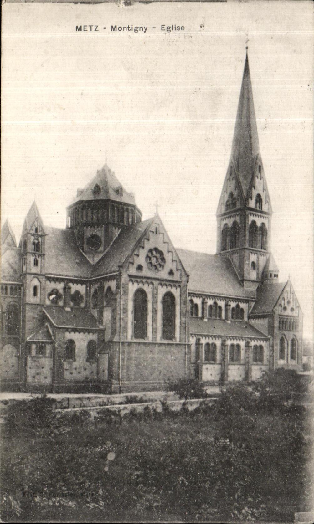 Iglesia de Metz Montigny de la POSTAL de la VENDIMIA