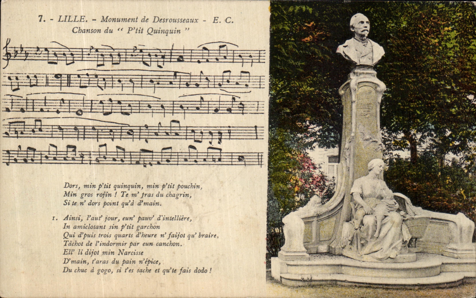 CPA Lille Monument de Desousseaux chanson du Ptit Quinquin