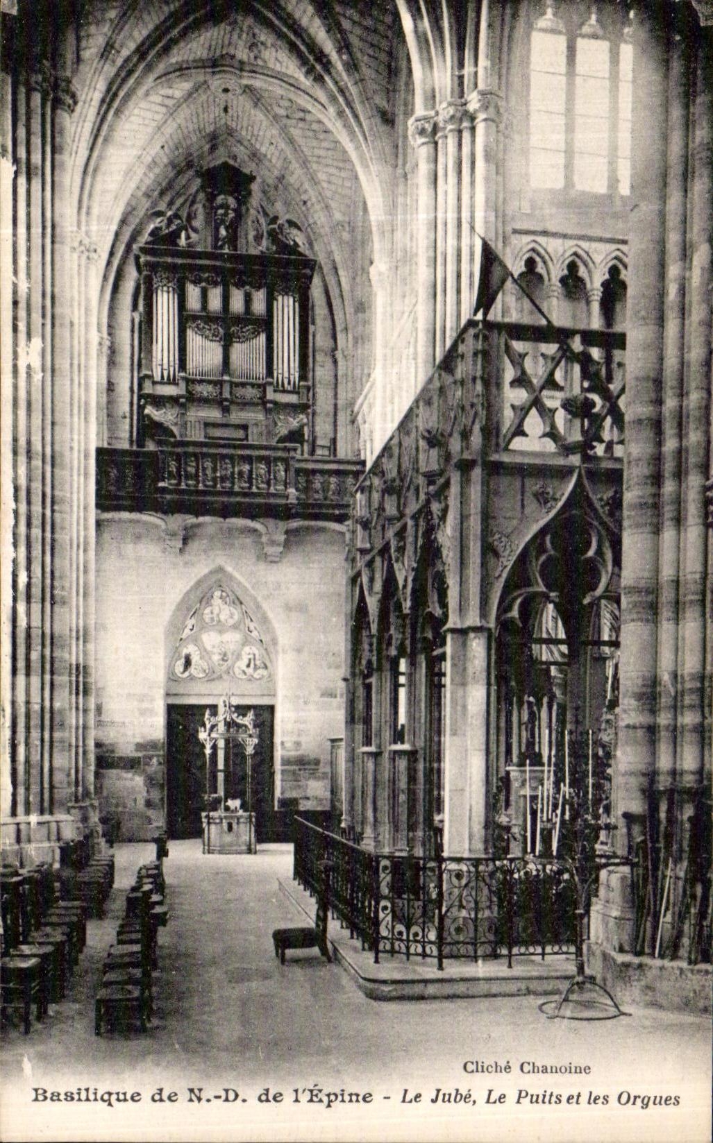 VINTAGE POSTCARD ND Basilica of L Spine the jube the well and organ