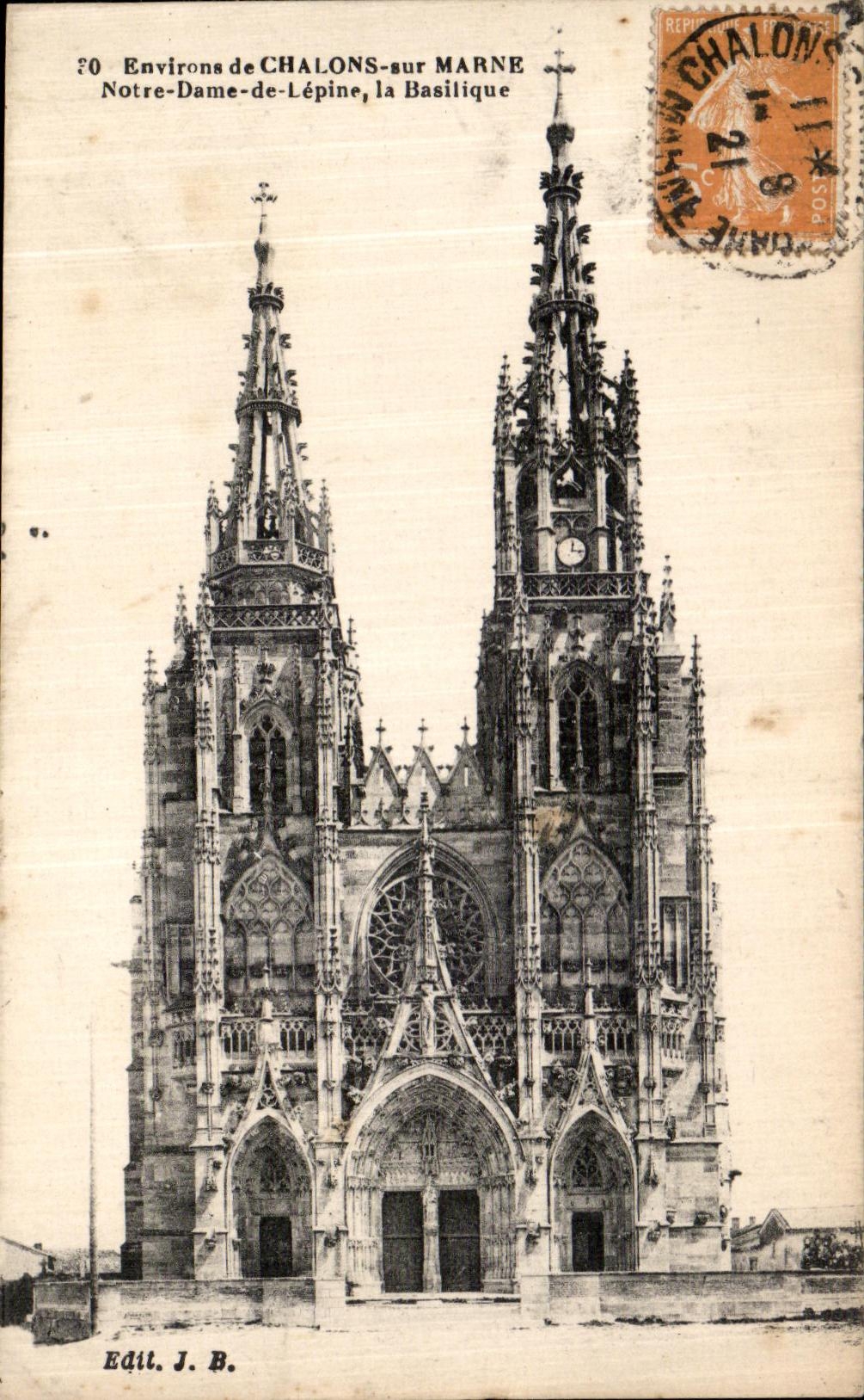 VINTAGE POSTCARD Envirnos de Chalons on the Marne Notre Dame de Lepine the Basilica