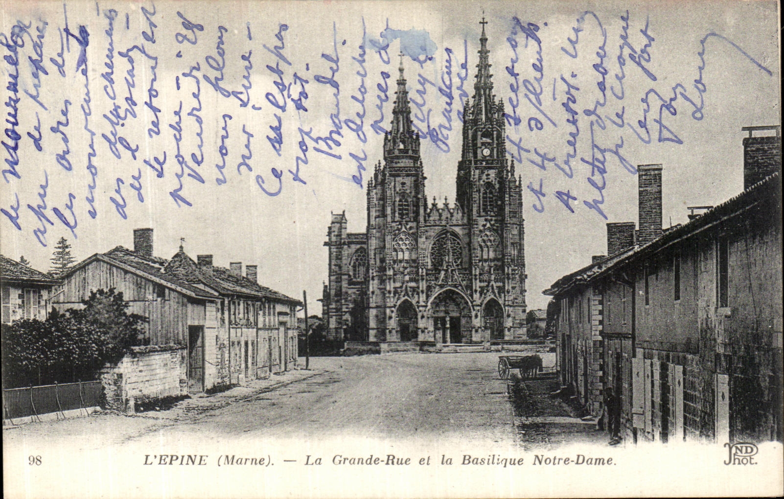 VINTAGE POSTCARD L Spine Main street and the Notre Dame Basilica