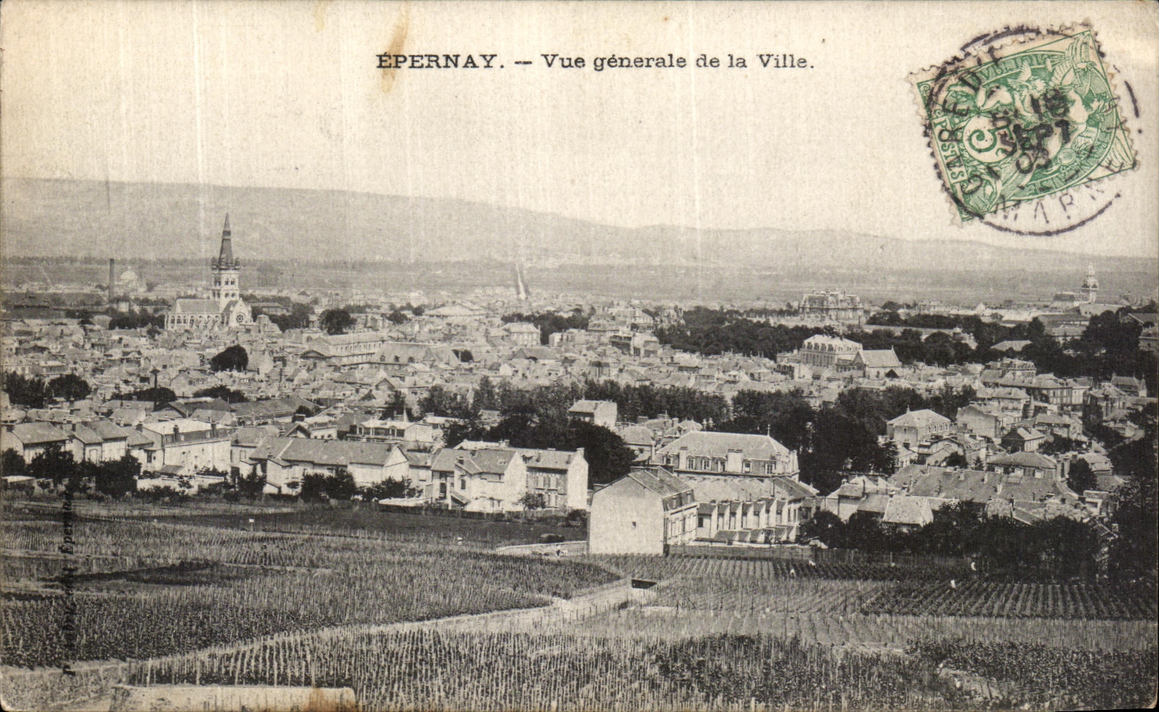 VINTAGE POSTCARD Epernay View of the City