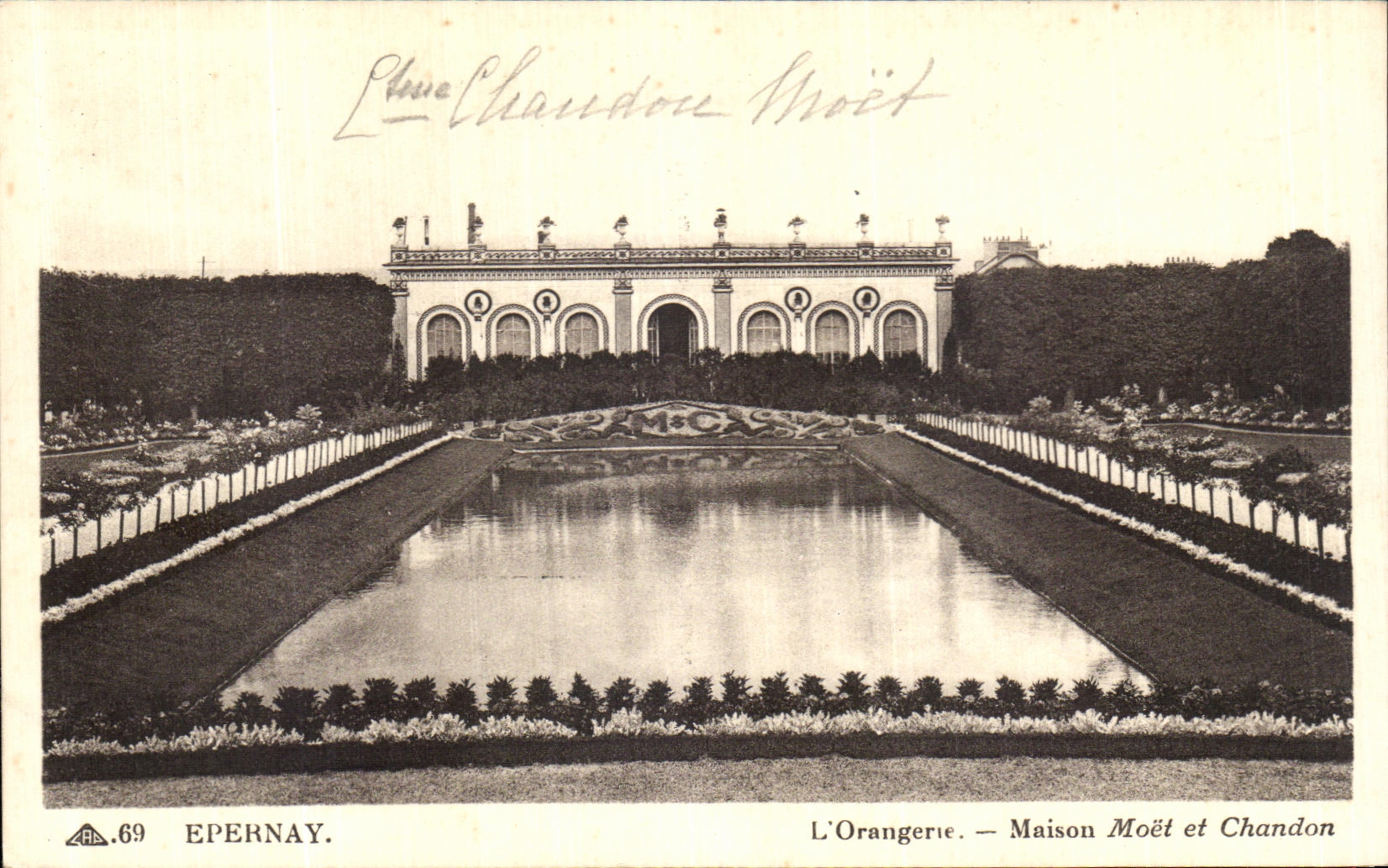VINTAGE POSTCARD Epernay L Orangere Moet House and Chandon
