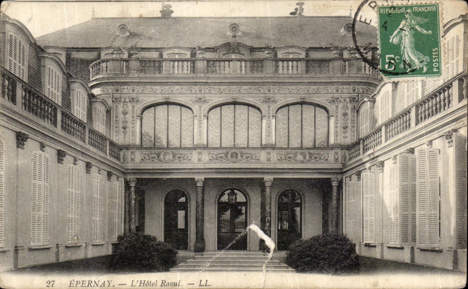 VINTAGE POSTCARD Epernay L Raoul Hotel