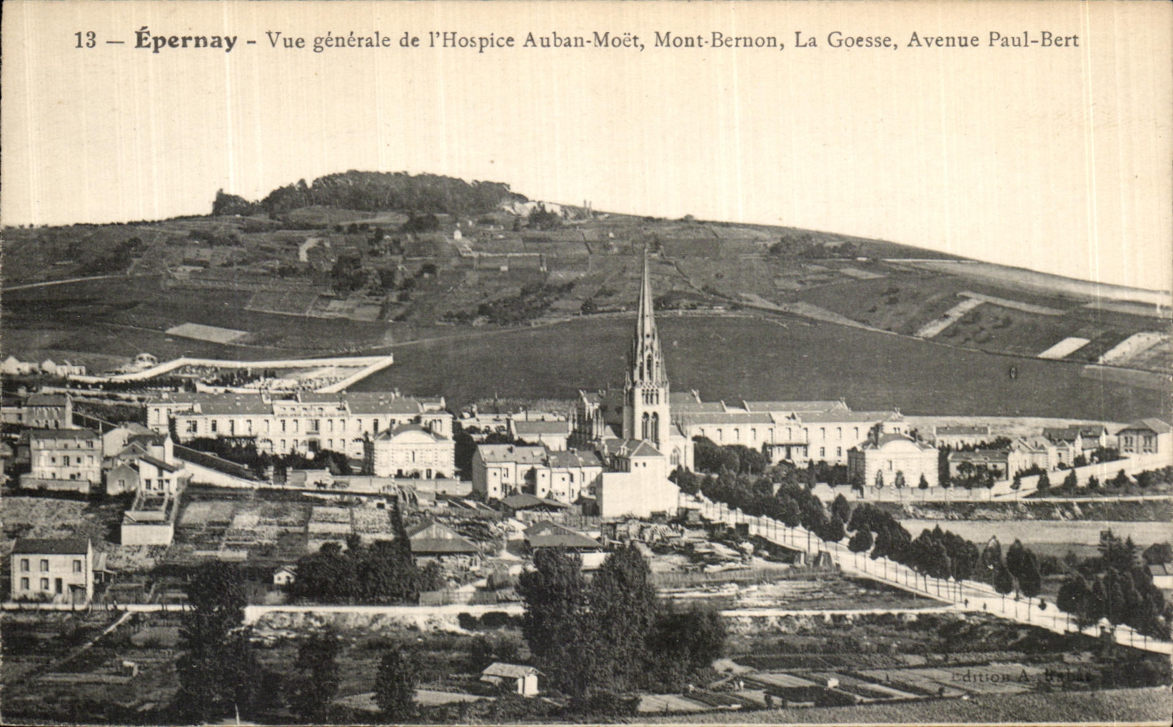 VINTAGE POSTCARD Epernay View of L Old people s home Auban Moet Bernon Mount Goesse Avenue Paul Bert