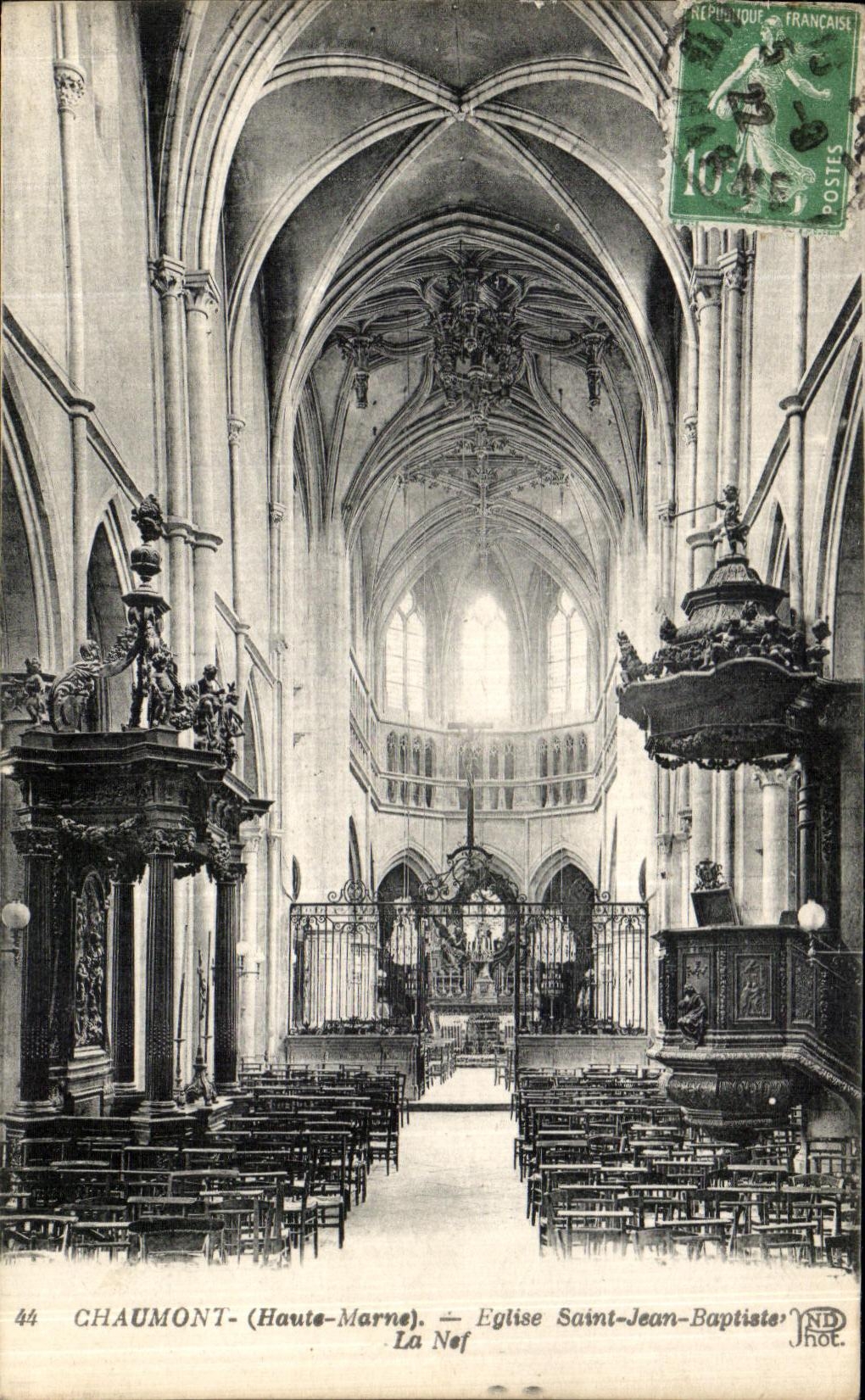 VINTAGE POSTCARD Chaumont Church Saint Jean Baptist the nave