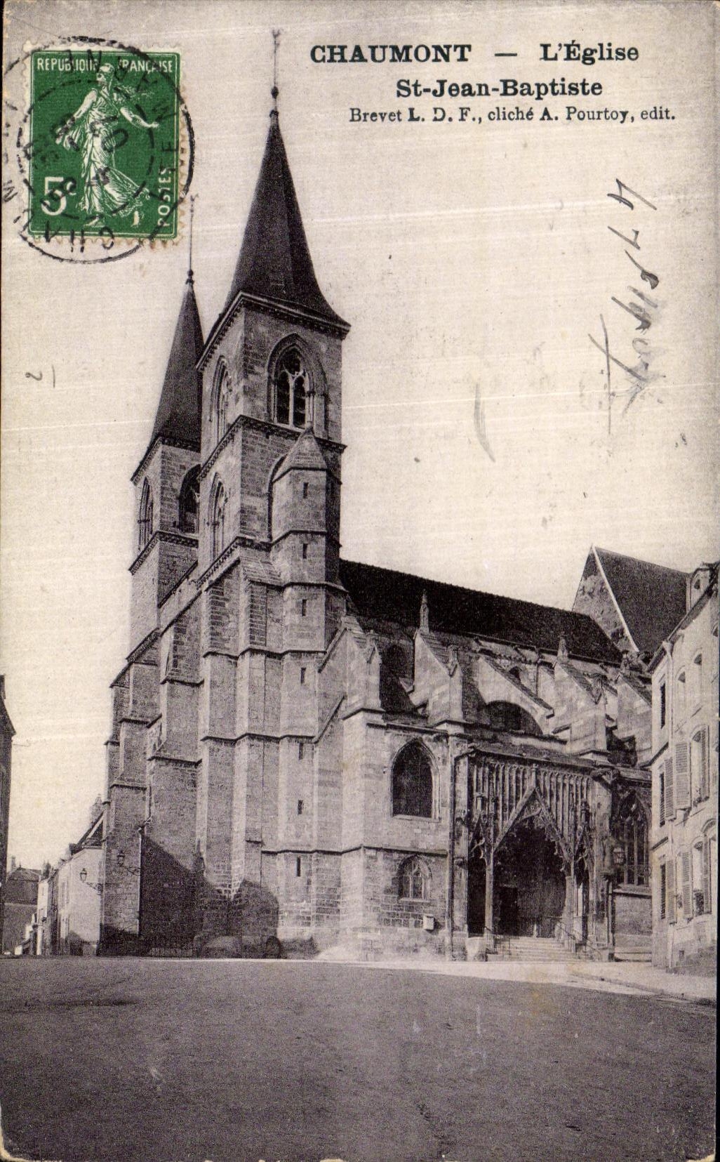 VINTAGE POSTCARD Chaumont L Church St Jean Baptist