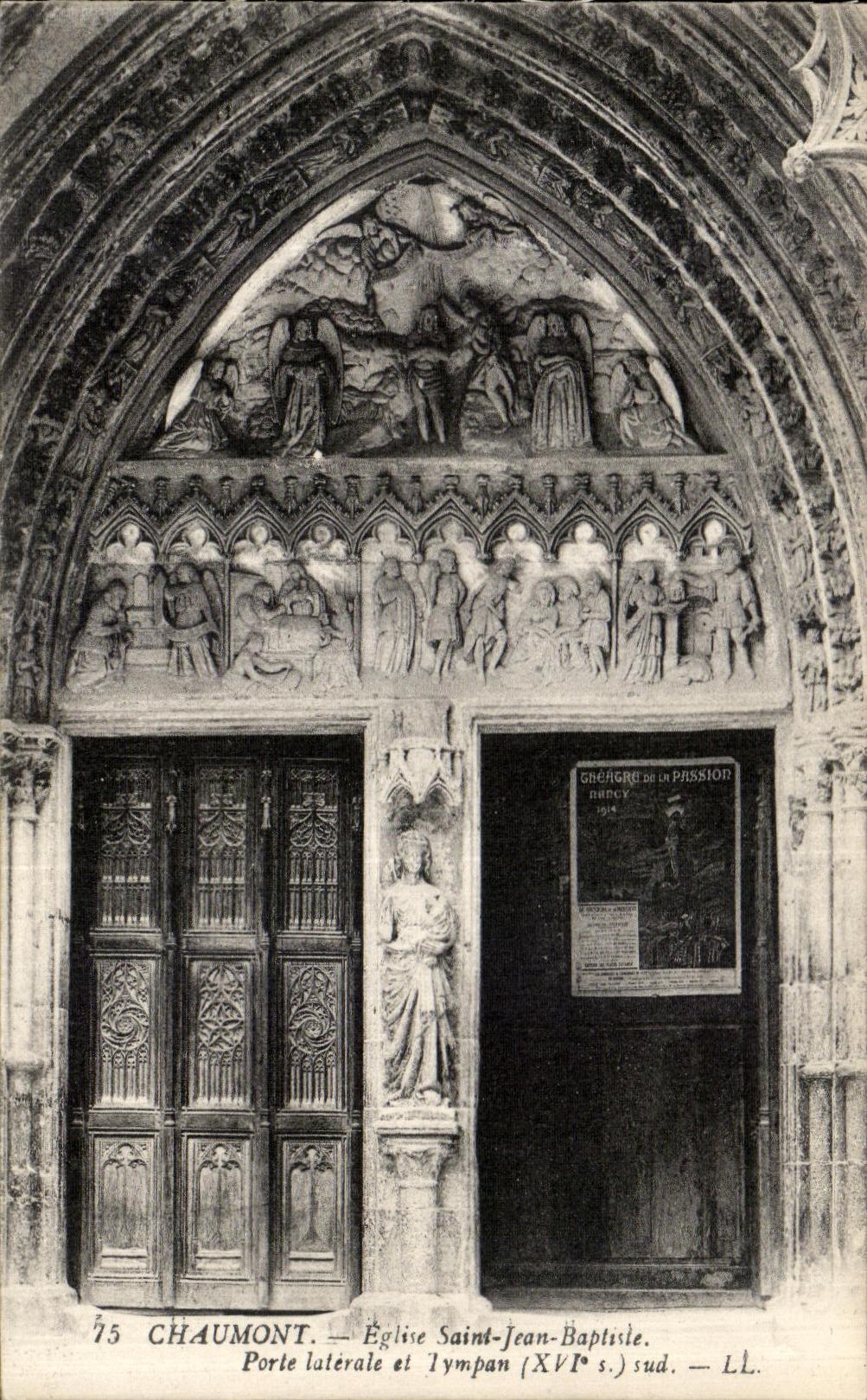 VINTAGE POSTCARD Chaumont Eglise St Jean Baptiste Carries Lateale and tympanum
