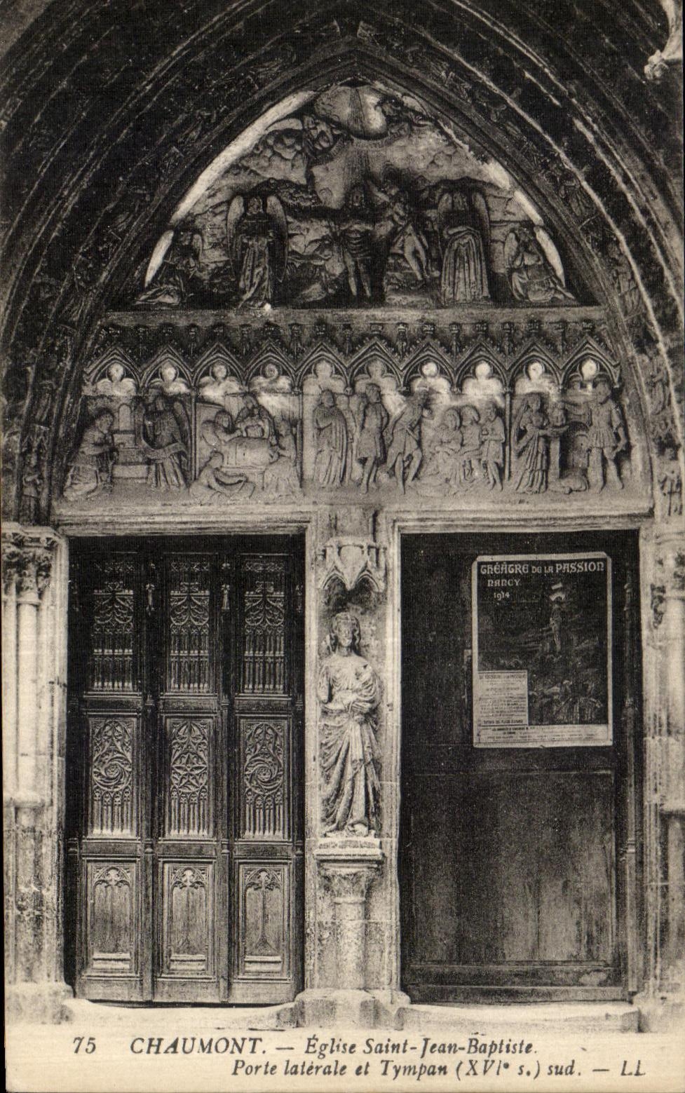 VINTAGE POSTCARD Chaumont L Eglise Holy Jean Baptiste Carries Side and Tympanum