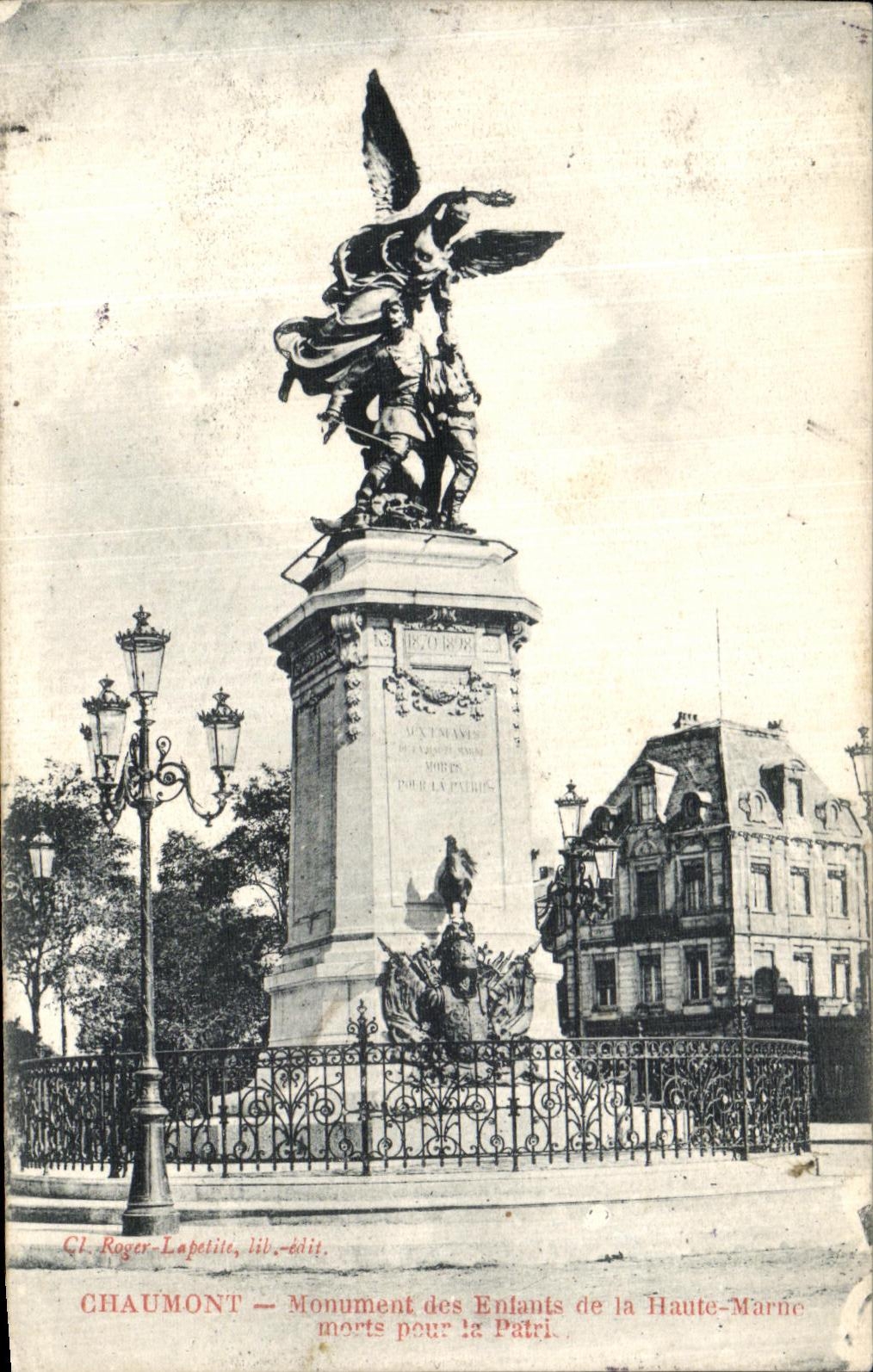 VINTAGE POSTCARD Chaumont Monument of the Children of the High Marne Died For the Militaria Fatherland
