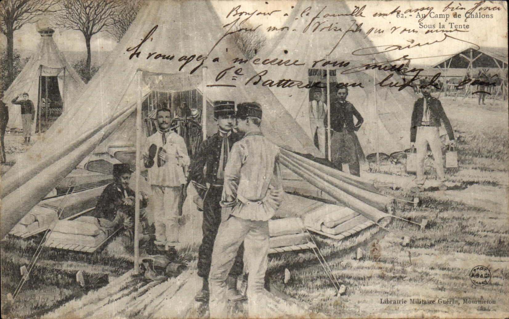 VINTAGE POSTCARD With the Camp of Trawl nets Under the Militaria Tent