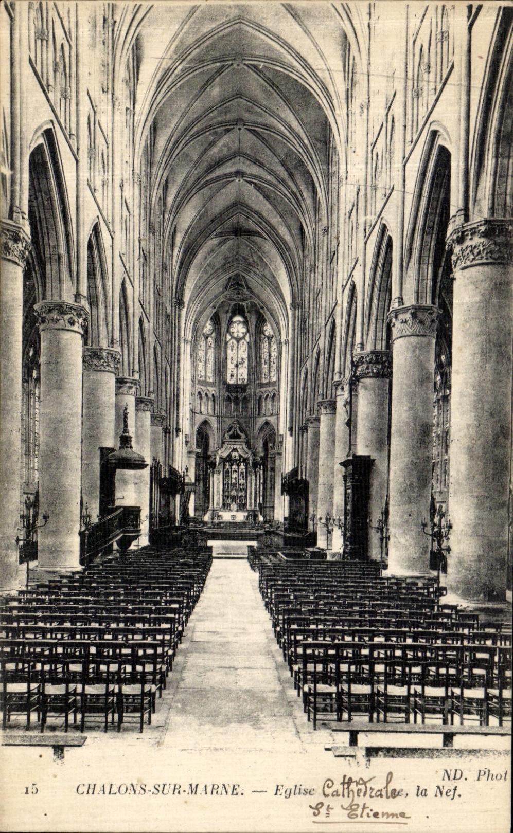 VINTAGE POSTCARD Trawl nets On the Marne Church Cathedral the Nave
