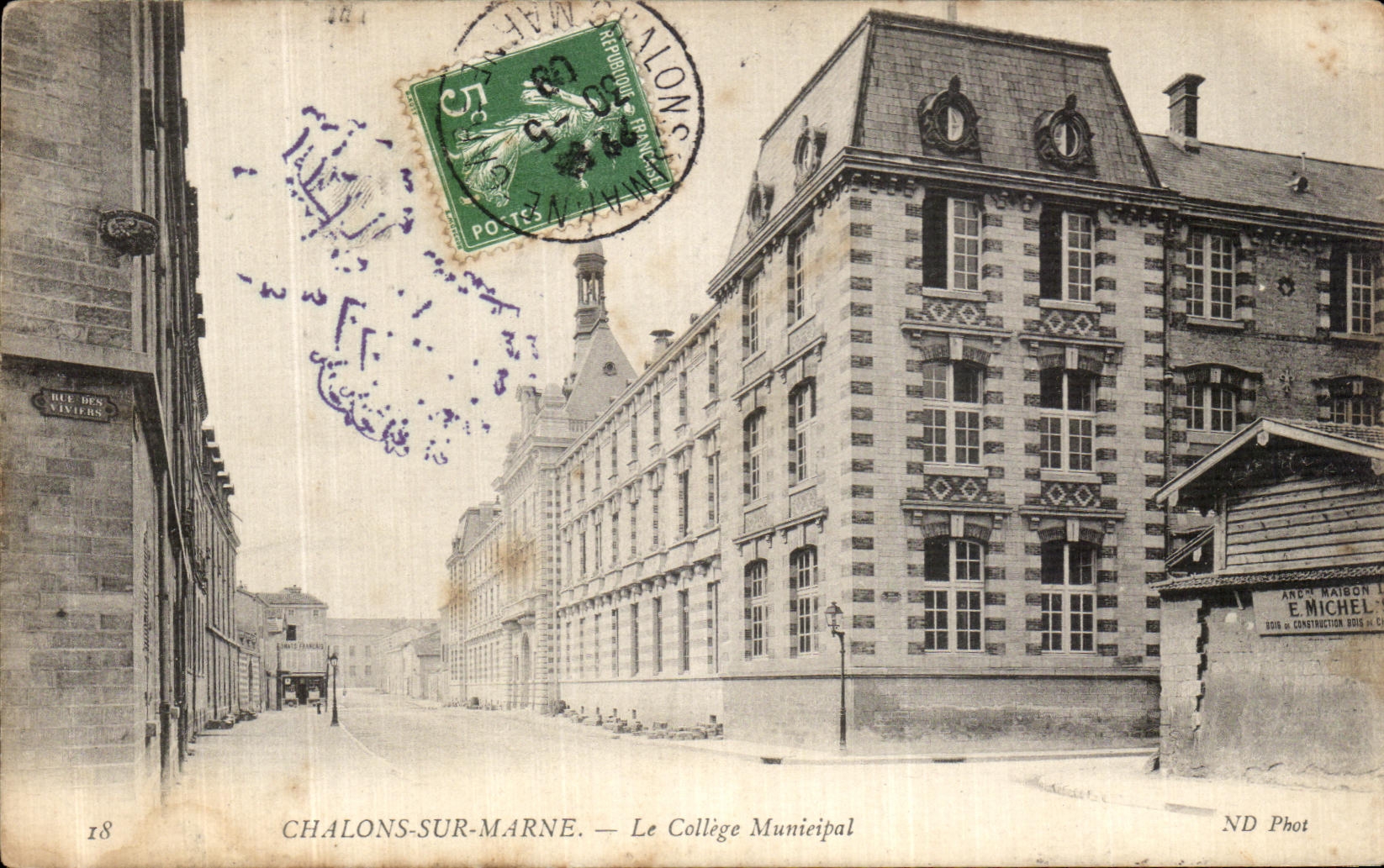 VINTAGE POSTCARD Trawl nets On the Marne the Municipal College