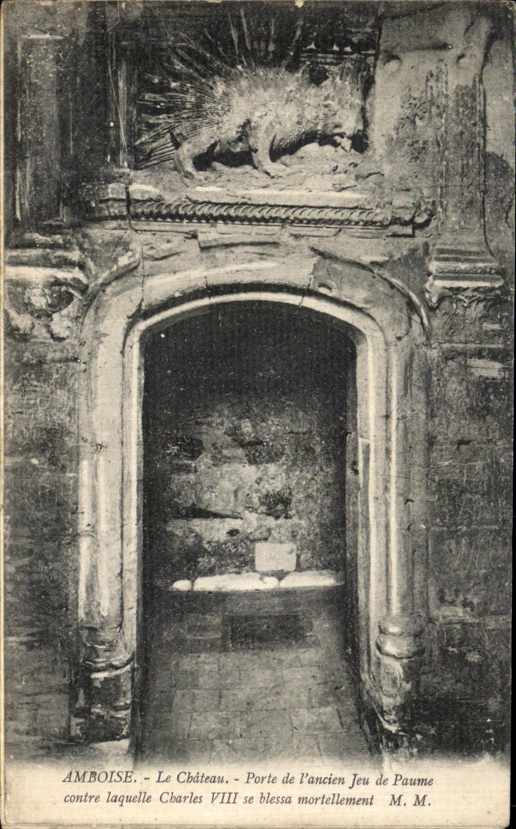 La POSTAL Amboise de la VENDIMIA el castillo lleva L viejo Jeu de Paume