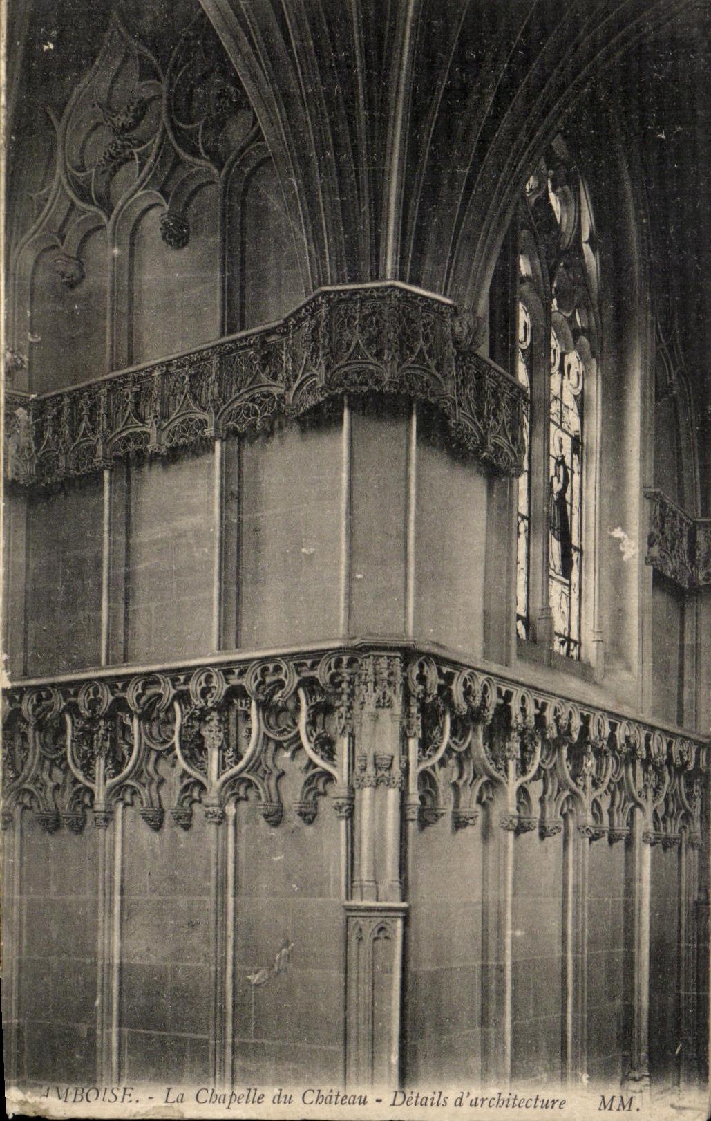 La POSTAL Amboise de la VENDIMIA la camara acorazada del castillo detalla las estructuras de D