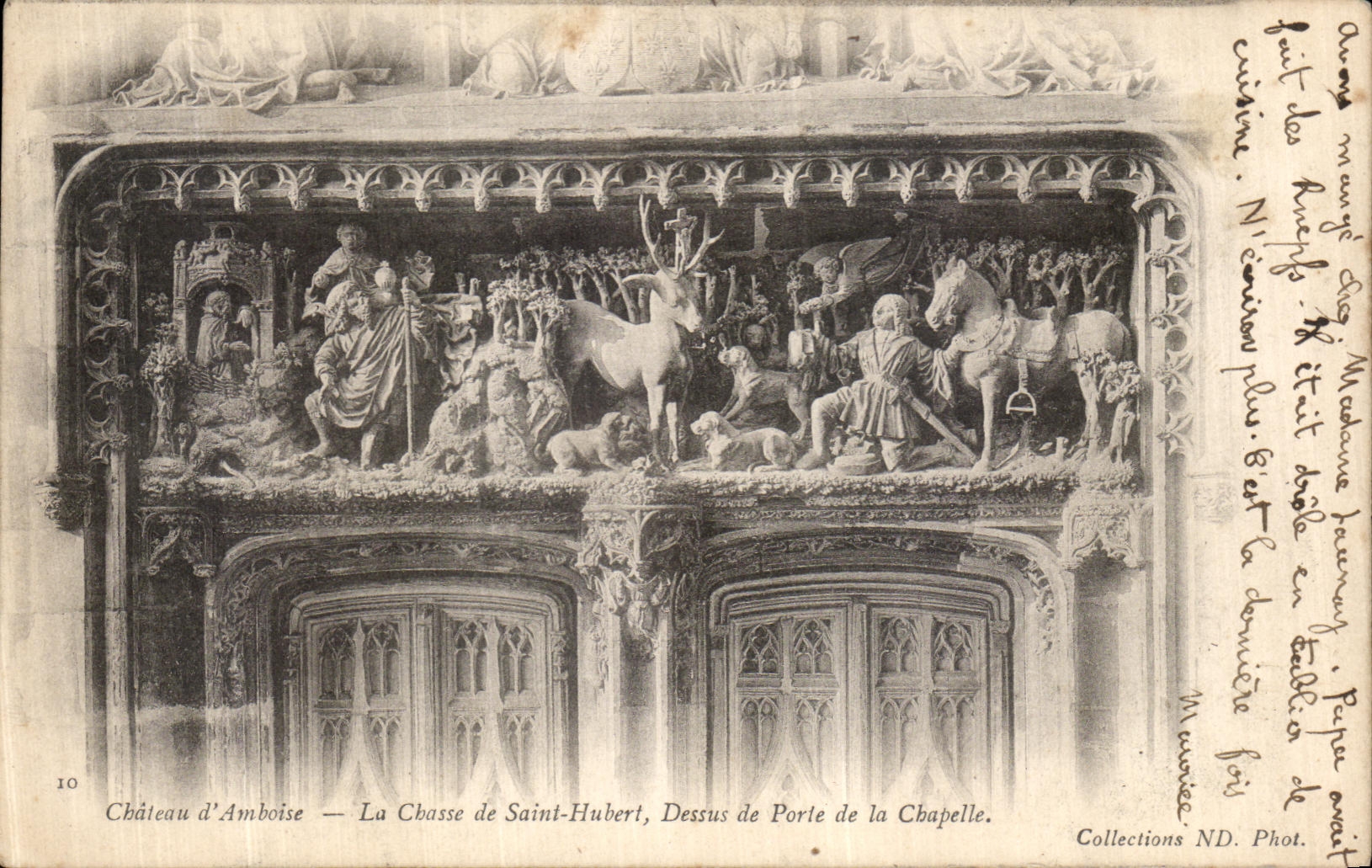Castillo de Amboise de la POSTAL de la VENDIMIA la caza de Huberto Saint arriba de la puerta de la camara acorazada