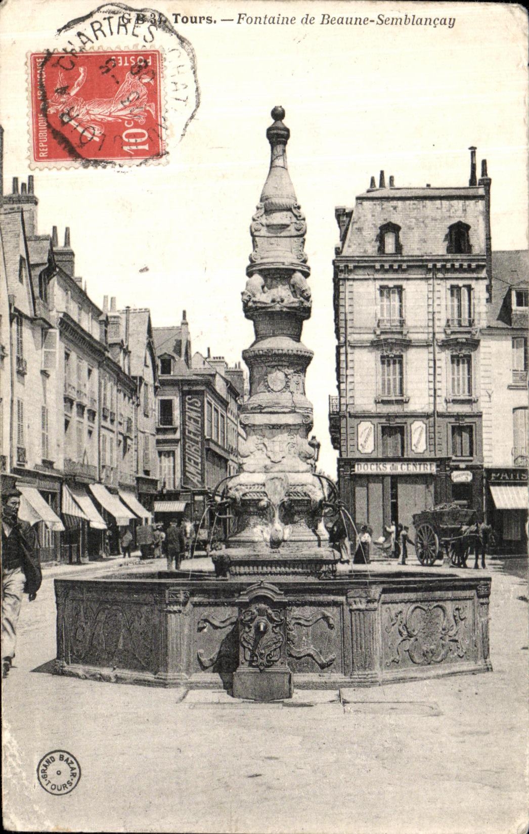 CPA Tours Fontaine de Beaune Semblancay