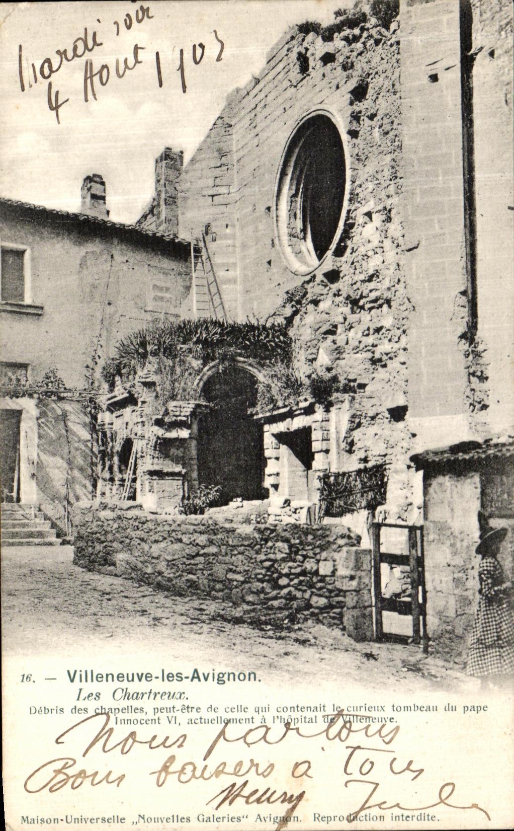 VINTAGE POSTCARD Villeneuve Avignon the Carthusian monks Remains of the Vaults