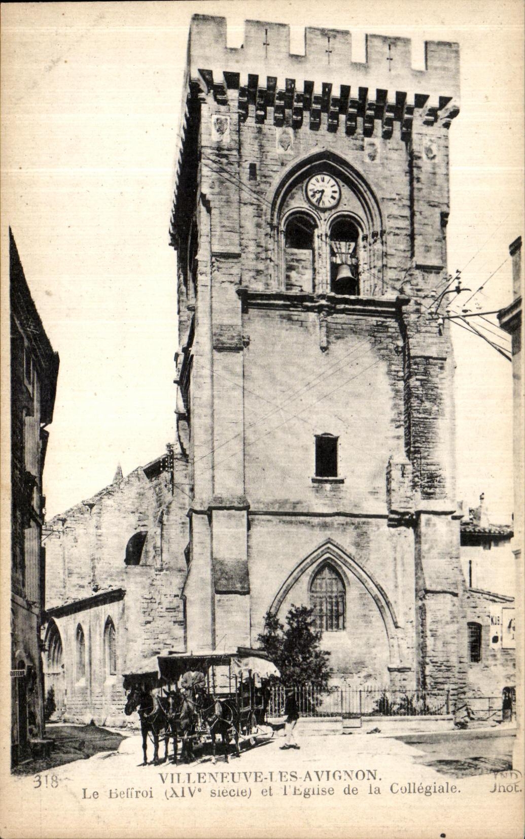 VINTAGE POSTCARD Villeneuve Avignon the Belfry and L church of the Collegial one