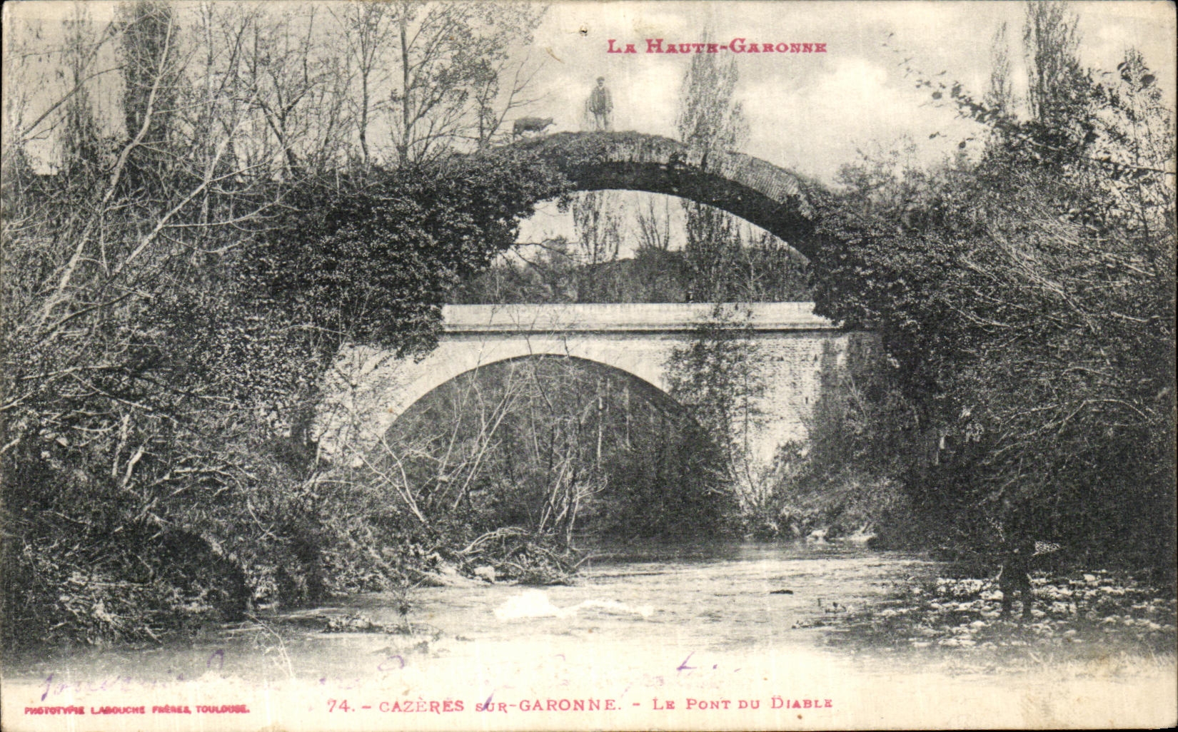VINTAGE POSTCARD Cazeres On the Garonne big shot It Devil