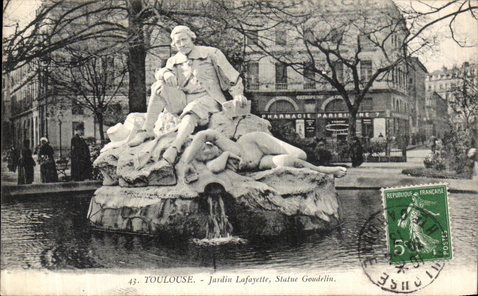 CPA Toulouse Jardin Lafayette Statue Goudelin