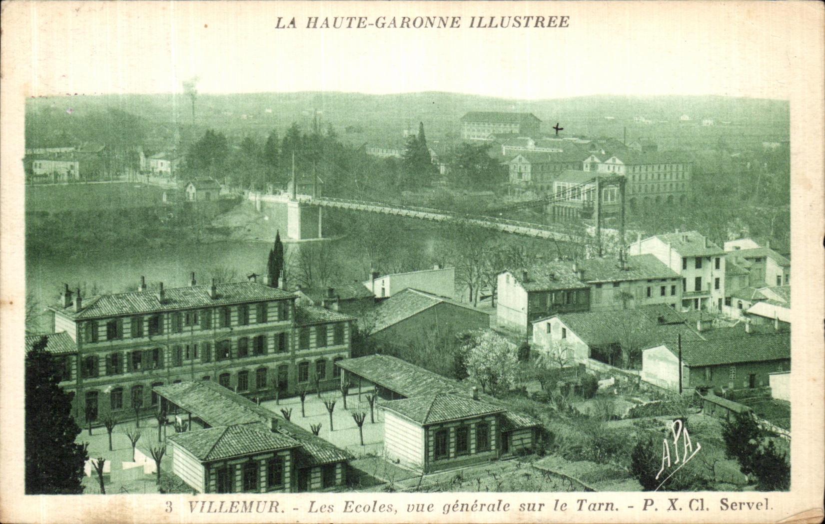 VINTAGE POSTCARD the Illustrated Garonne Villemur Schools View on the Tarn