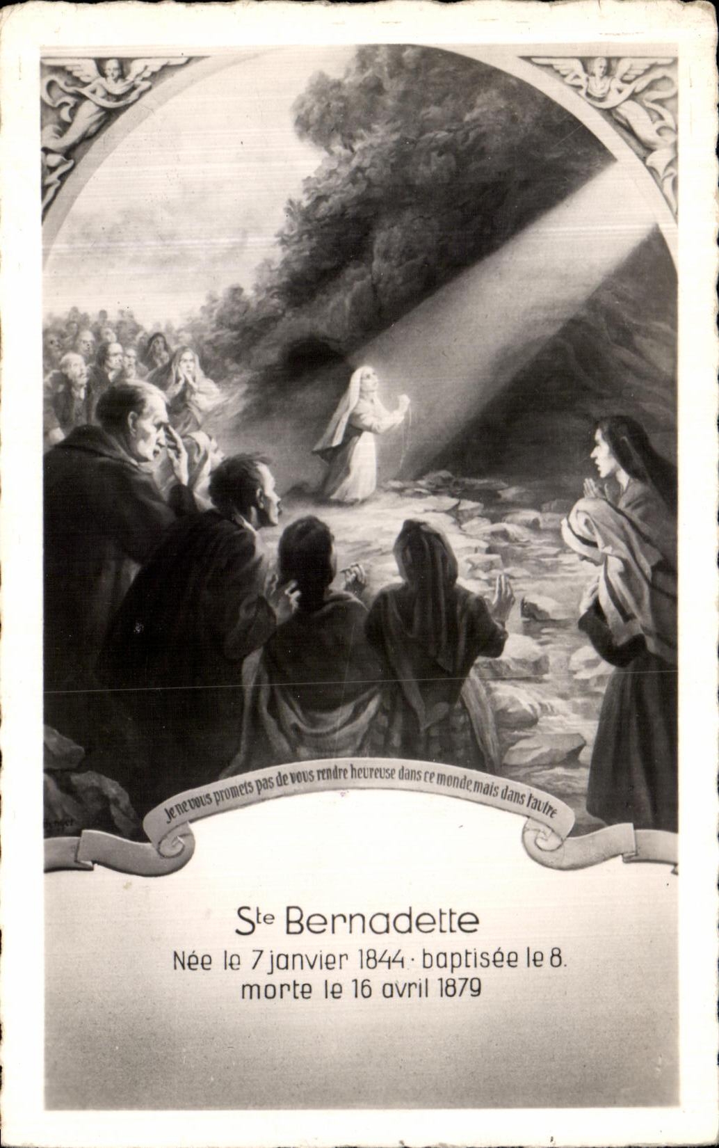 Puertas Nee del St Bernadette el 7 de enero de 1844 Nevers de la POSTAL de la VENDIMIA