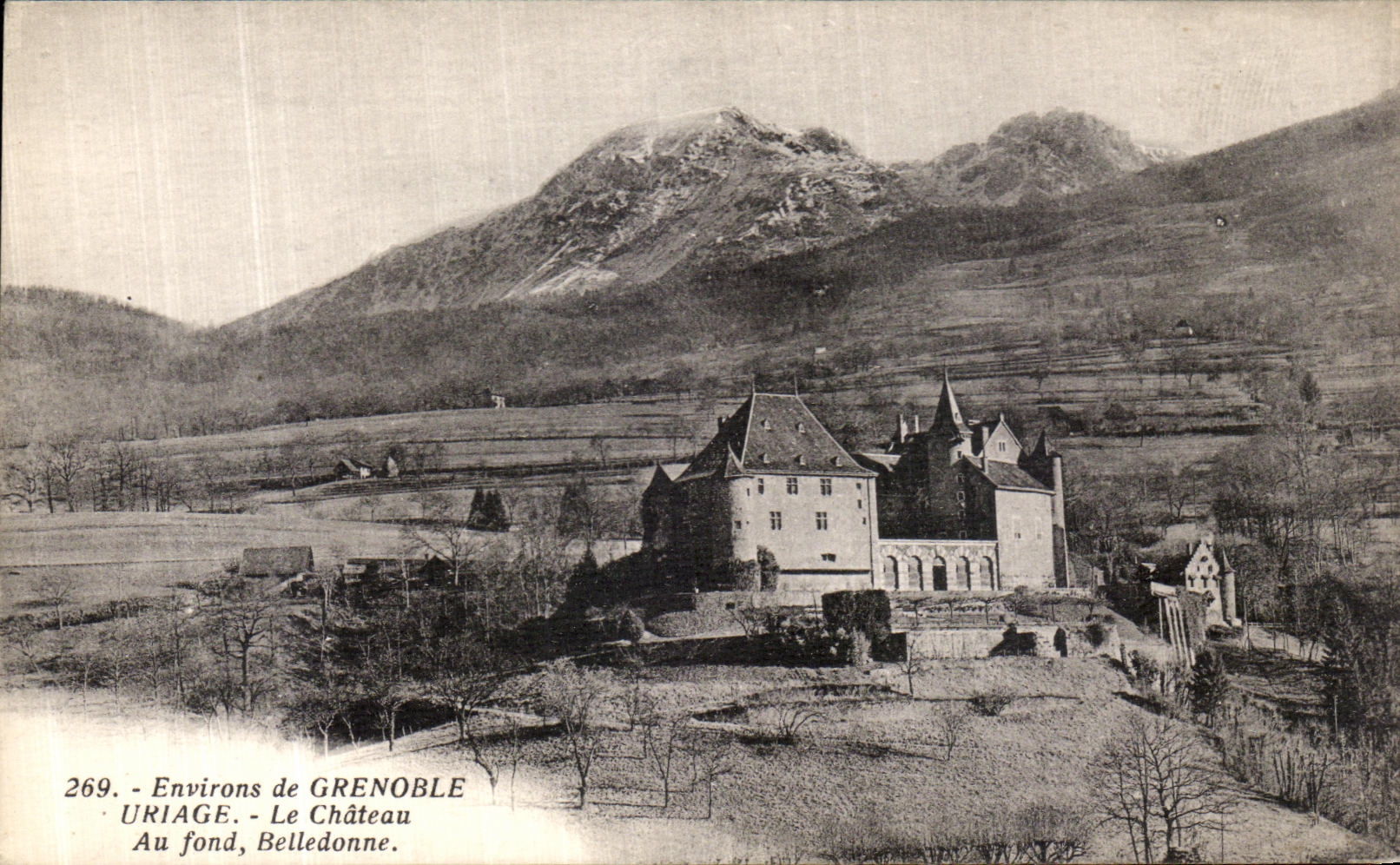 VINTAGE POSTCARD Surroundings of Grenoble Uriage the Castle At the Belledonne bottom