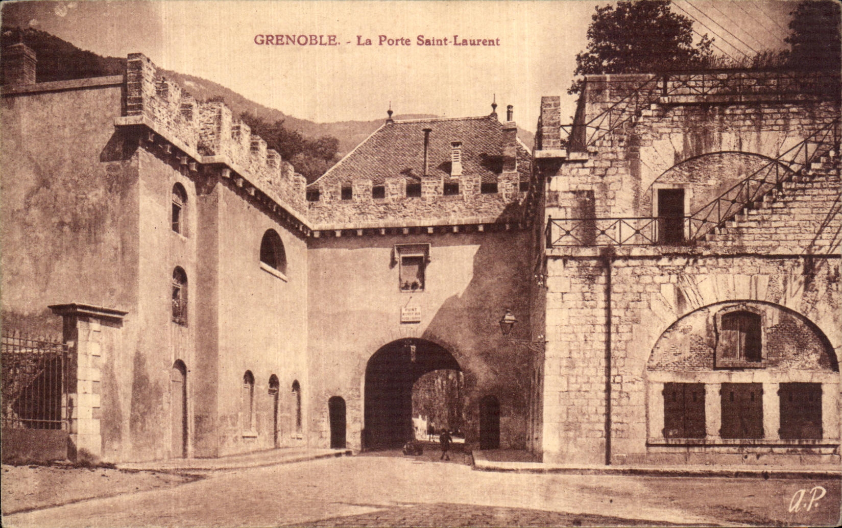 VINTAGE POSTCARD Grenoble the Saint Laurent Gate