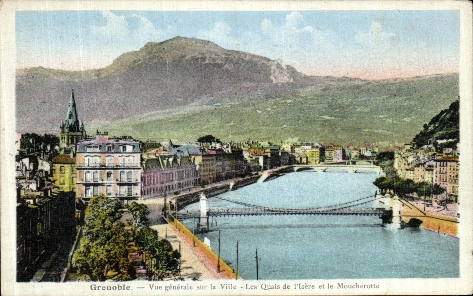 VINTAGE POSTCARD Grenoble View on the City Quays of L Isere and Moucherotte