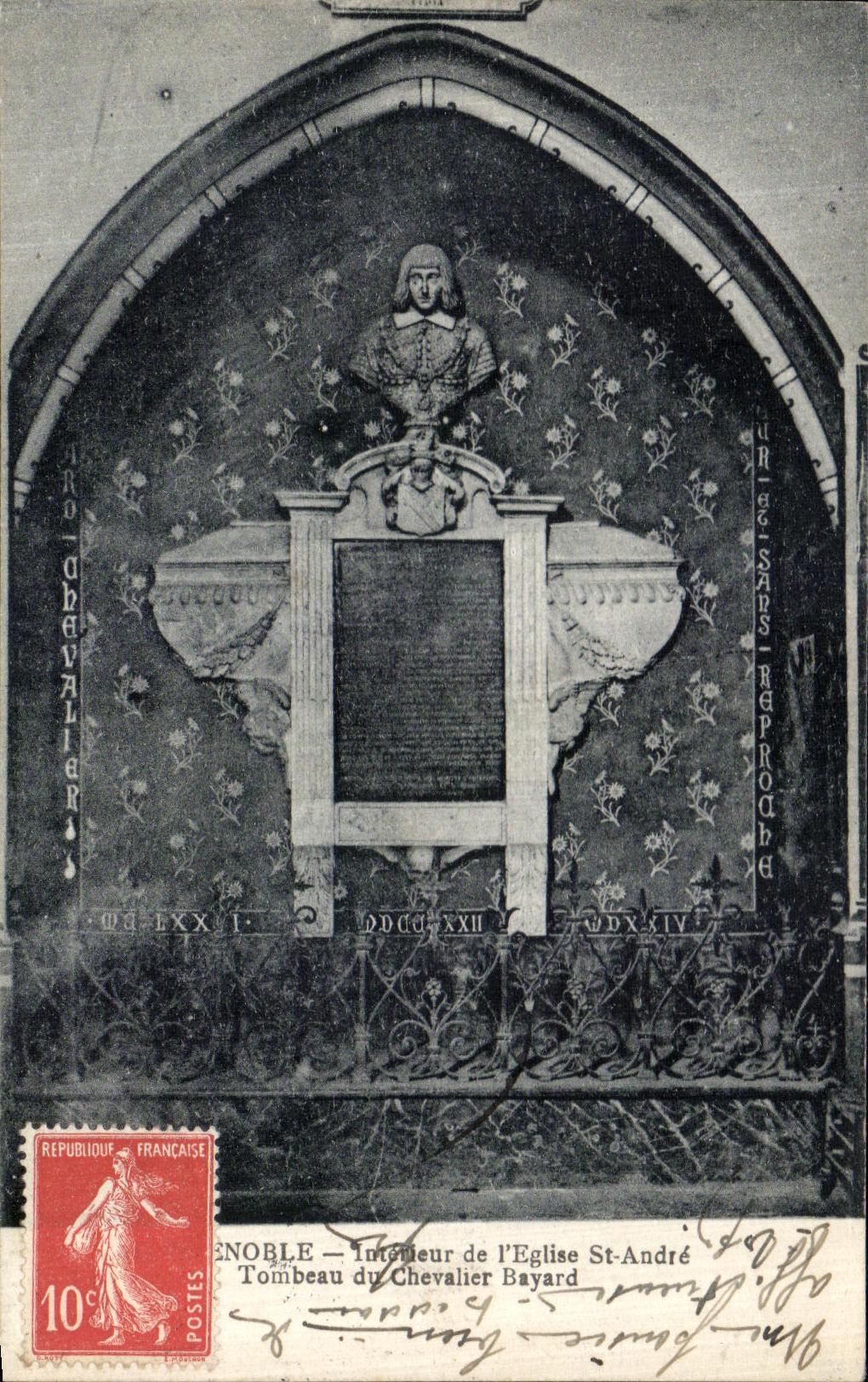 VINTAGE POSTCARD Grenoble Interior of L Church St Andre Tombeau of the Bayard Knight