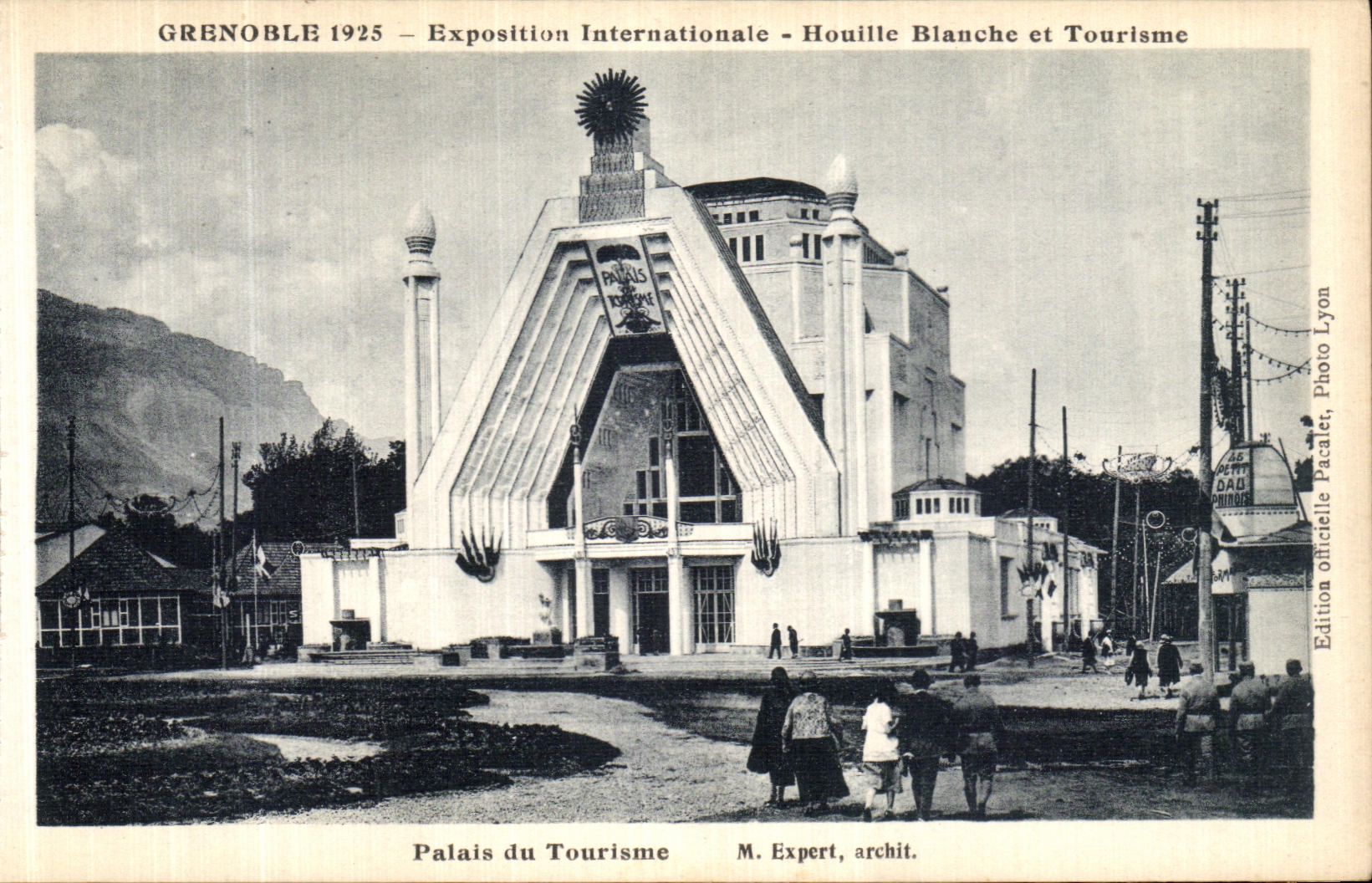 VINTAGE POSTCARD Grenoble International exhibition Hydro electric power and Tourism Palate of Tourism