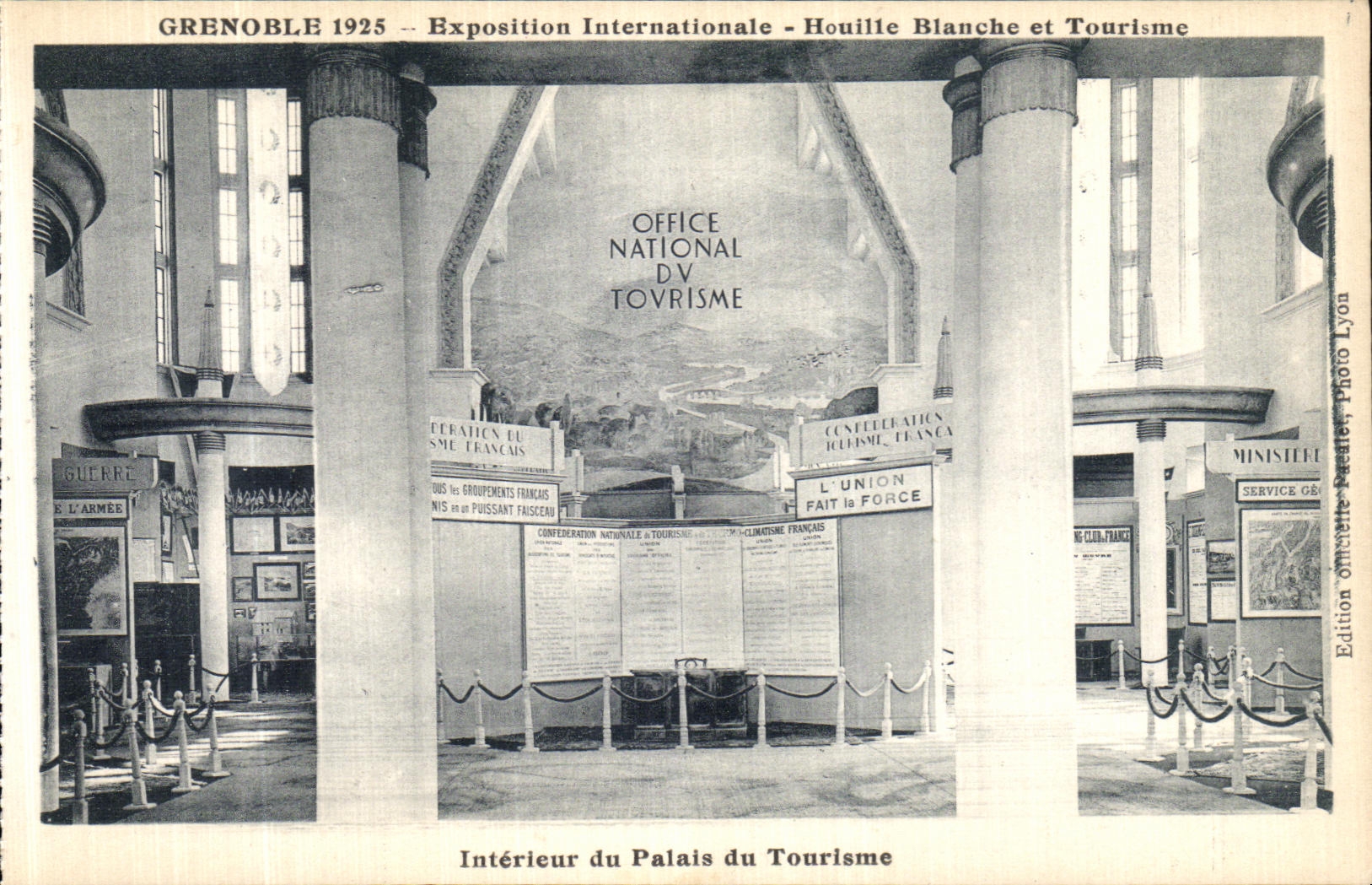 VINTAGE POSTCARD Grenoble International exhibition Hydro electric power and Interior Tourism of the Palate of Tourism