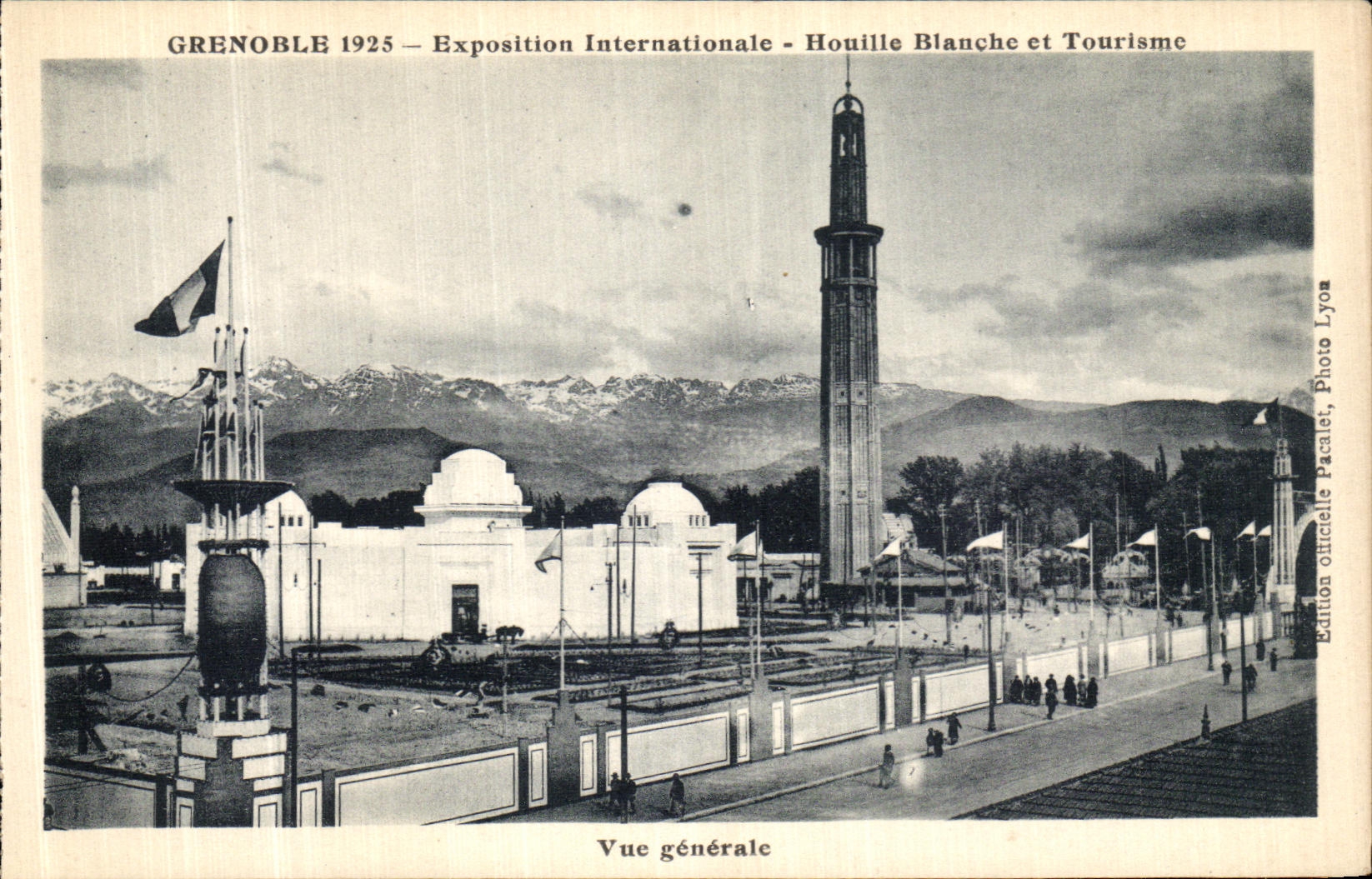 VINTAGE POSTCARD Grenoble International exhibition Hydro electric power and Tourism View