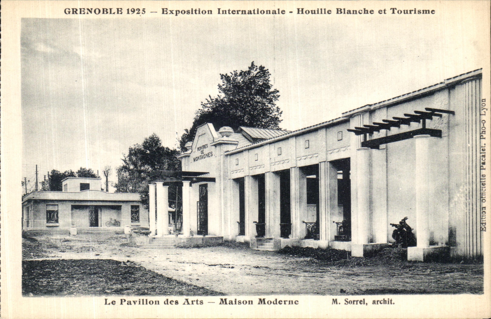VINTAGE POSTCARD Grenoble International exhibition Hydro electric power and Tourism the House of Arts Modern House