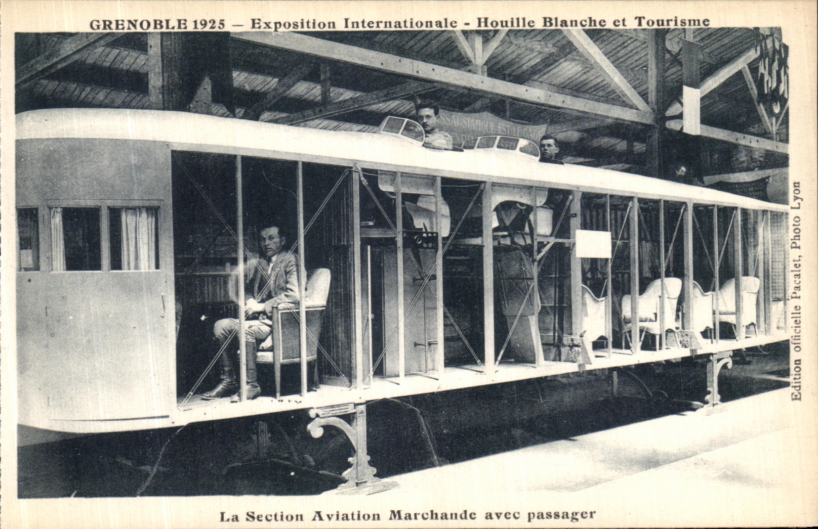 VINTAGE POSTCARD Grenoble International exhibition Hydro electric power and Tourism the Section Merchant aviation With Passenger Plane