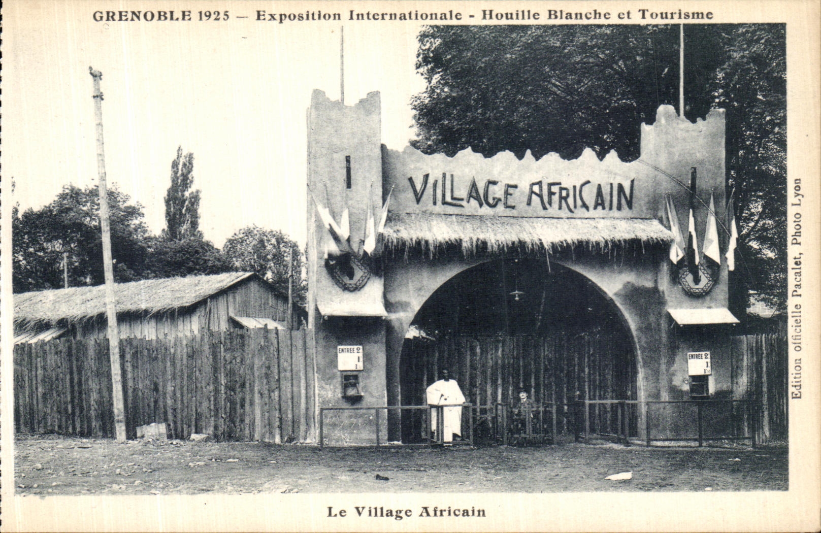 VINTAGE POSTCARD Grenoble International exhibition Hydro electric power and Tourism the African Village