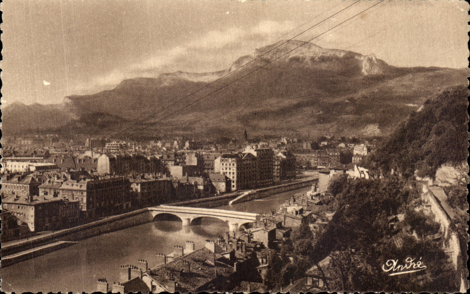 VINTAGE POSTCARD the Beautiful French Alps Grenoble View L Isere and Moudherotte